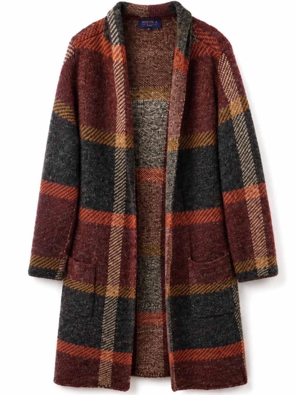 Joseph A Long Plaid Knit Cardigan Coat 2X super soft NWOT